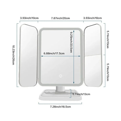 Trifold Makeup Mirror LED Lights