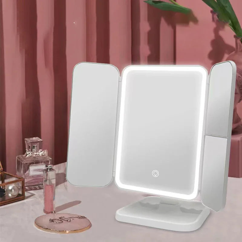 Trifold Makeup Mirror LED Lights