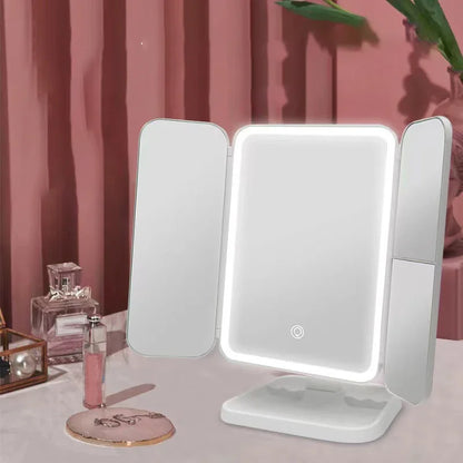 Trifold Makeup Mirror LED Lights