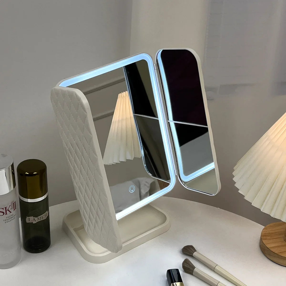 Trifold Makeup Mirror LED Lights